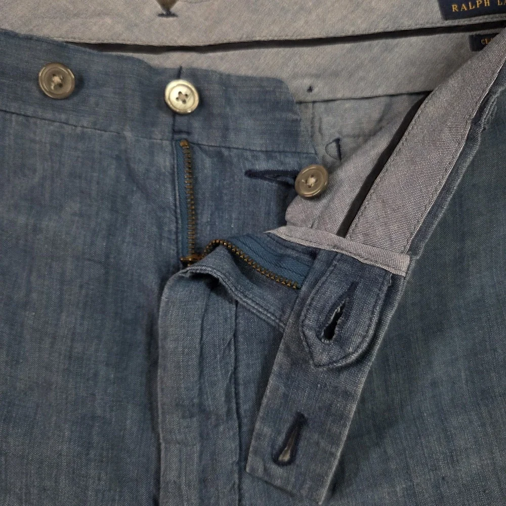 Polo Ralph Lauren 100% Linen Shorts Men 37 Classic Fit Indigo Blue 9 Inseam